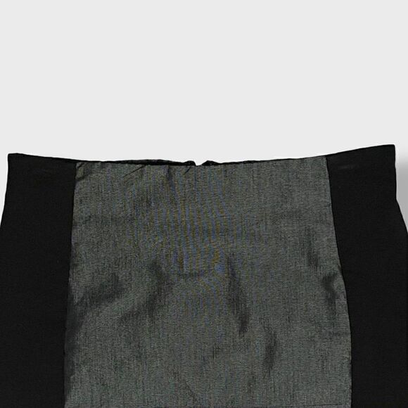 Bebe Black & Silver Stretchy Mini Skirt With Removable Elastic Belt Sz 8 - Picture 8 of 12